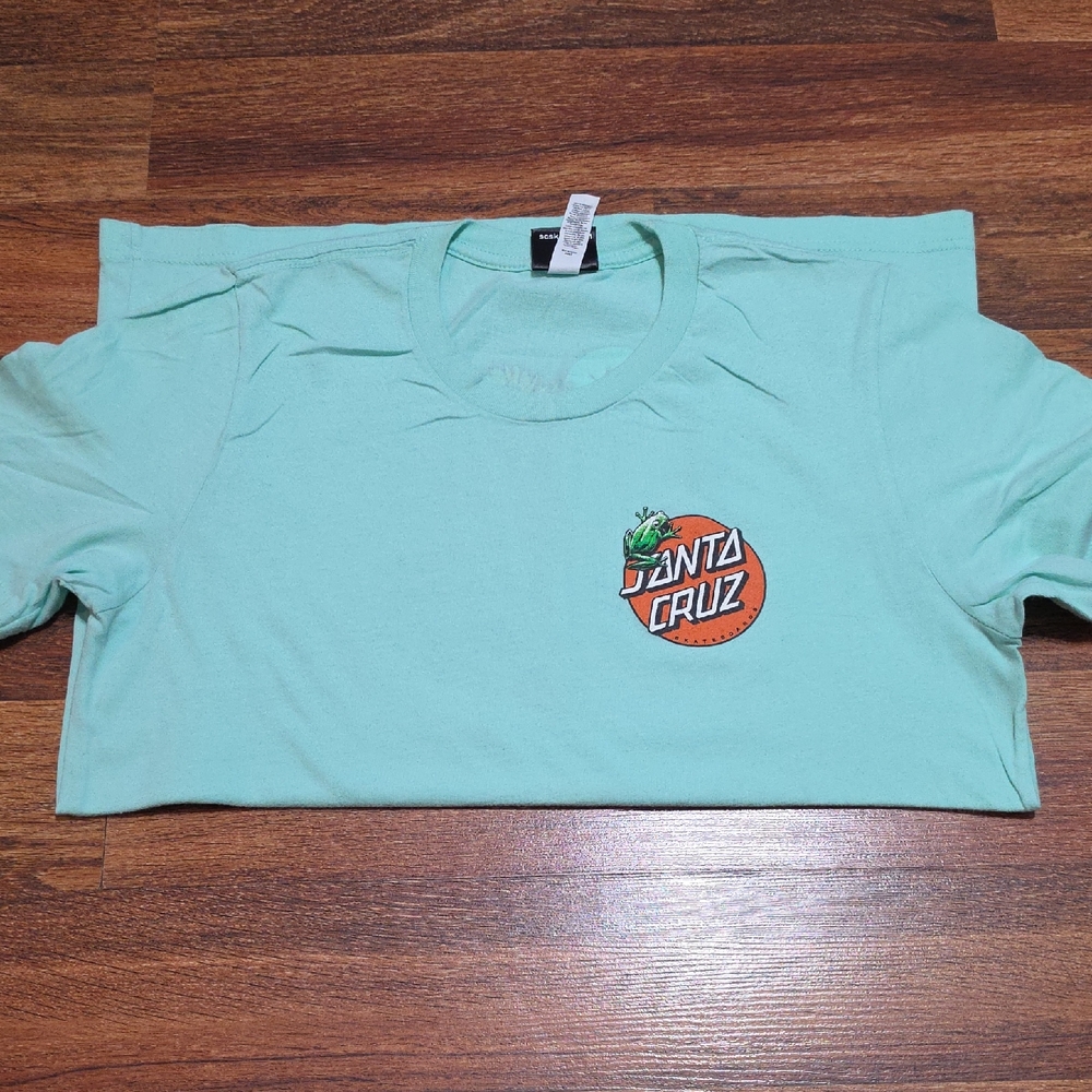 Santa Cruz Skateboards Mint Green Tee with Orange Chest Logo